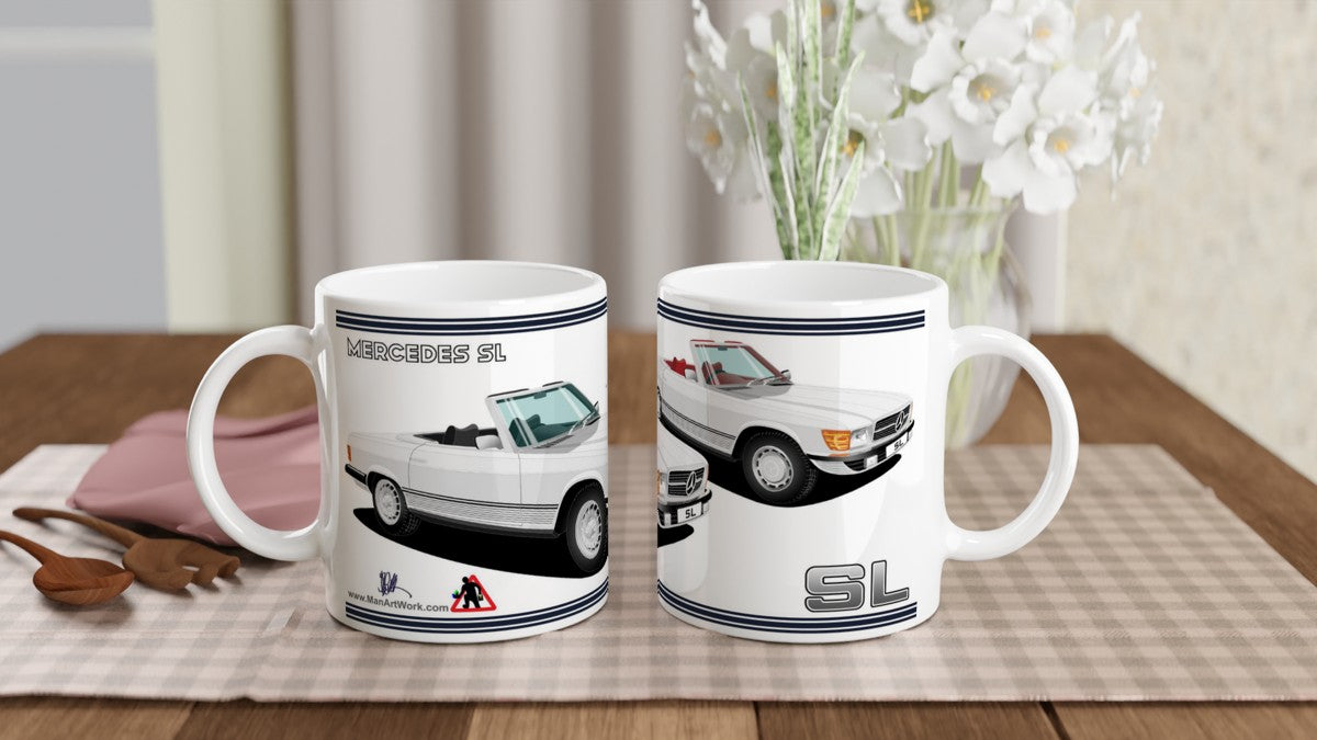 Mercedes R107 SL in Silver Art Mug