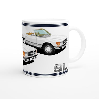 Mercedes R107 SL in White Art Mug