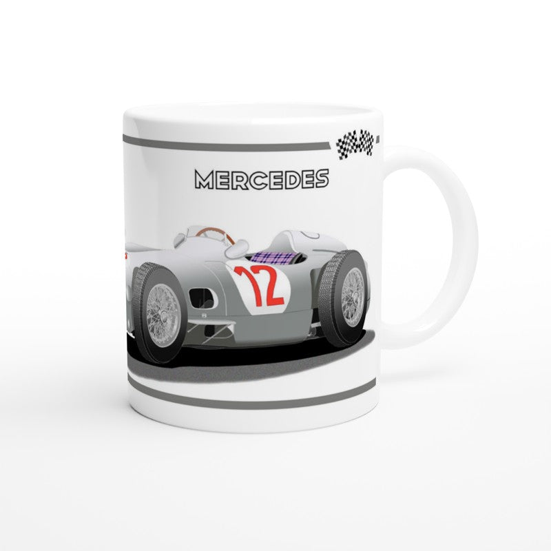 Mercedes W196 Moss F1 Motor Racing Art Mug