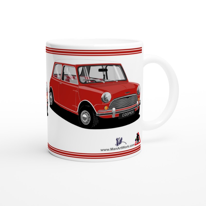 Mini Cooper Mk1 in Red & White Art Mug