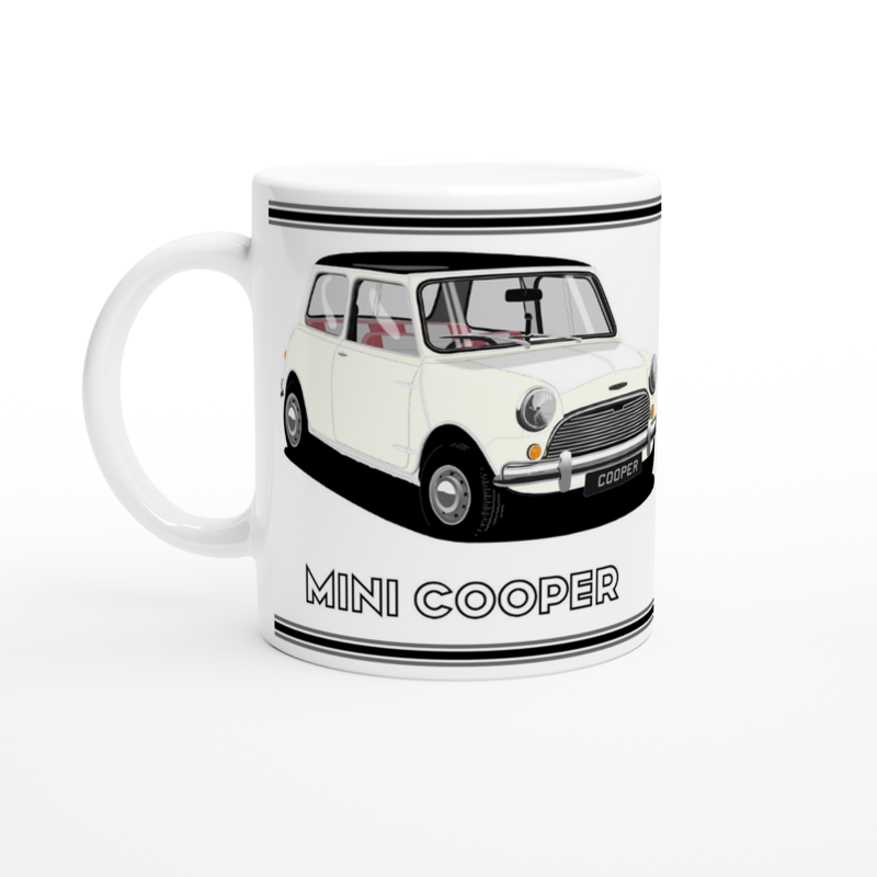 Mini Cooper Mk1 in White Art Mug