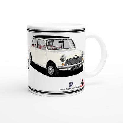 Mini Cooper Mk1 in White Art Mug