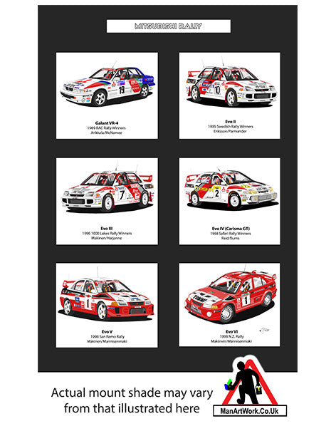 Mitsubishi Galant & EVO Rally Cars A4 Art Print