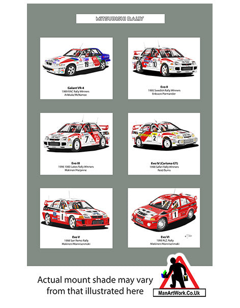 Mitsubishi Galant & EVO Rally Cars A4 Art Print