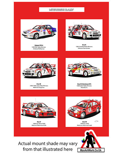 Mitsubishi Galant & EVO Rally Cars A4 Art Print