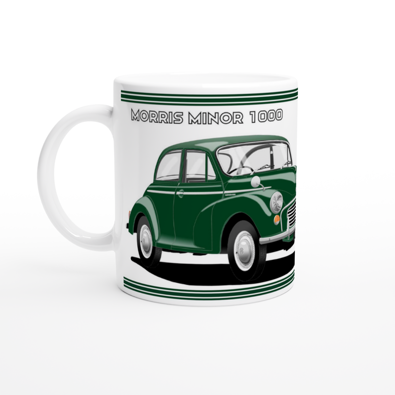 Morris Minor 2 Door Dark Green Art Mug