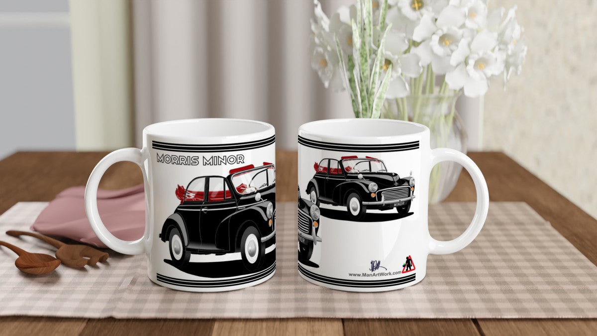 Morris Minor Convertible in Black Art Mug