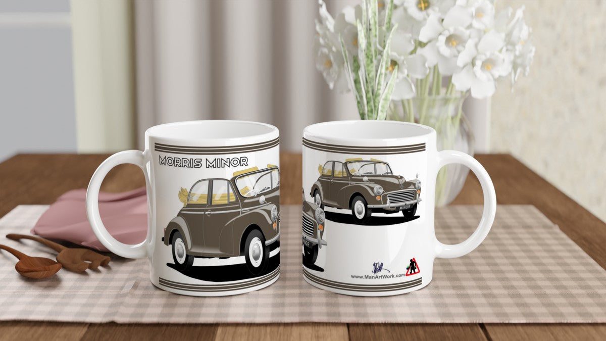 Morris Minor Convertible in Brown Art Mug