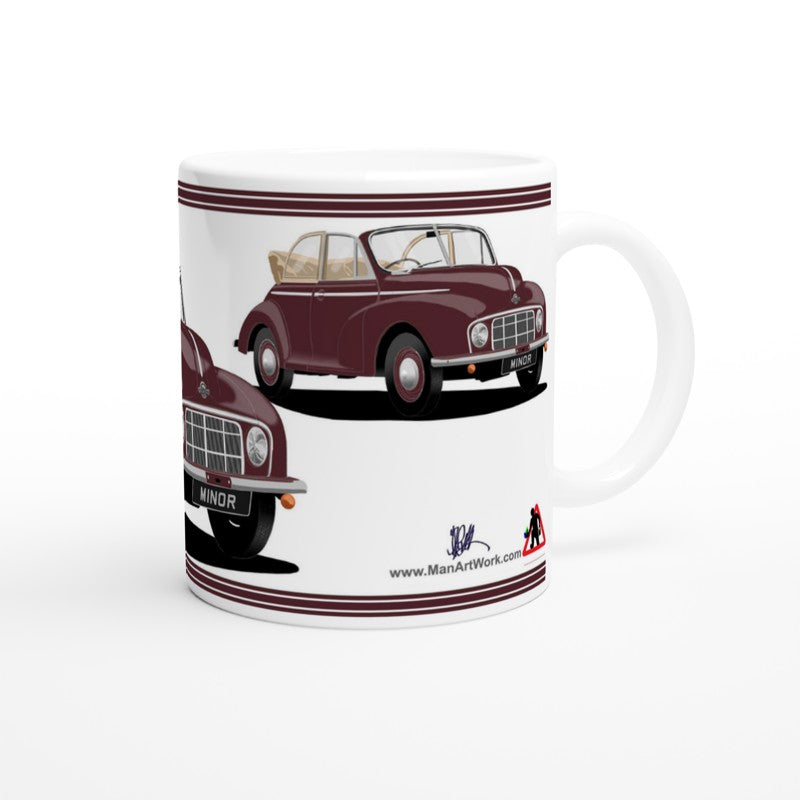 Morris Minor Convertible Split Screen in Maroon Art Mug