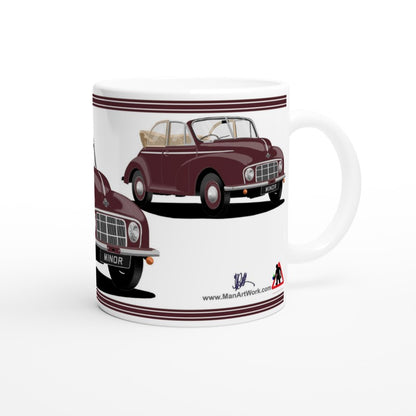 Morris Minor Convertible Split Screen in Maroon Art Mug