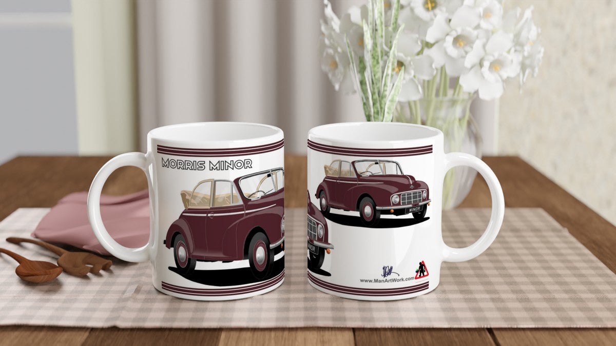 Morris Minor Convertible Split Screen in Maroon Art Mug