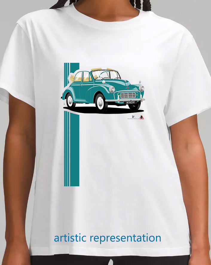 Morris Minor 1000 Split Screen convertible in Turquoise T Shirt