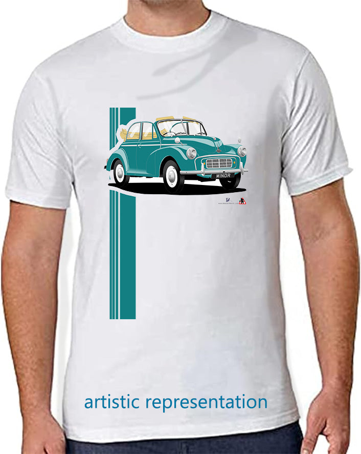 Morris Minor 1000 Split Screen convertible in Turquoise T Shirt