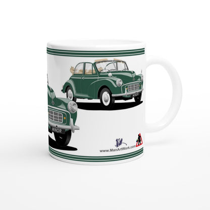 Morris Minor Convertible Split Screen in Green Art Mug