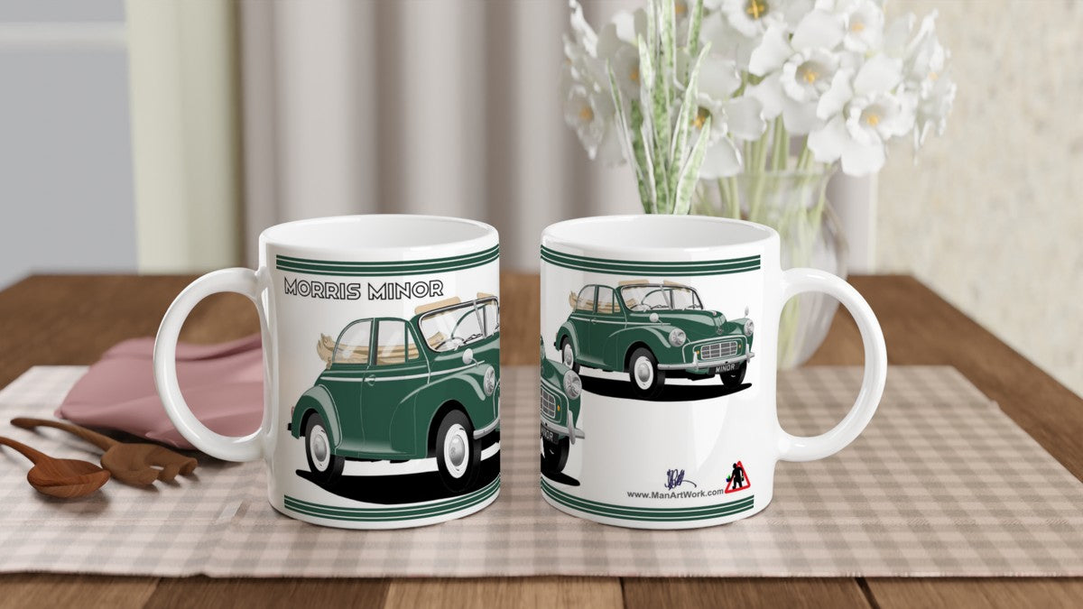 Morris Minor Convertible Split Screen in Green Art Mug