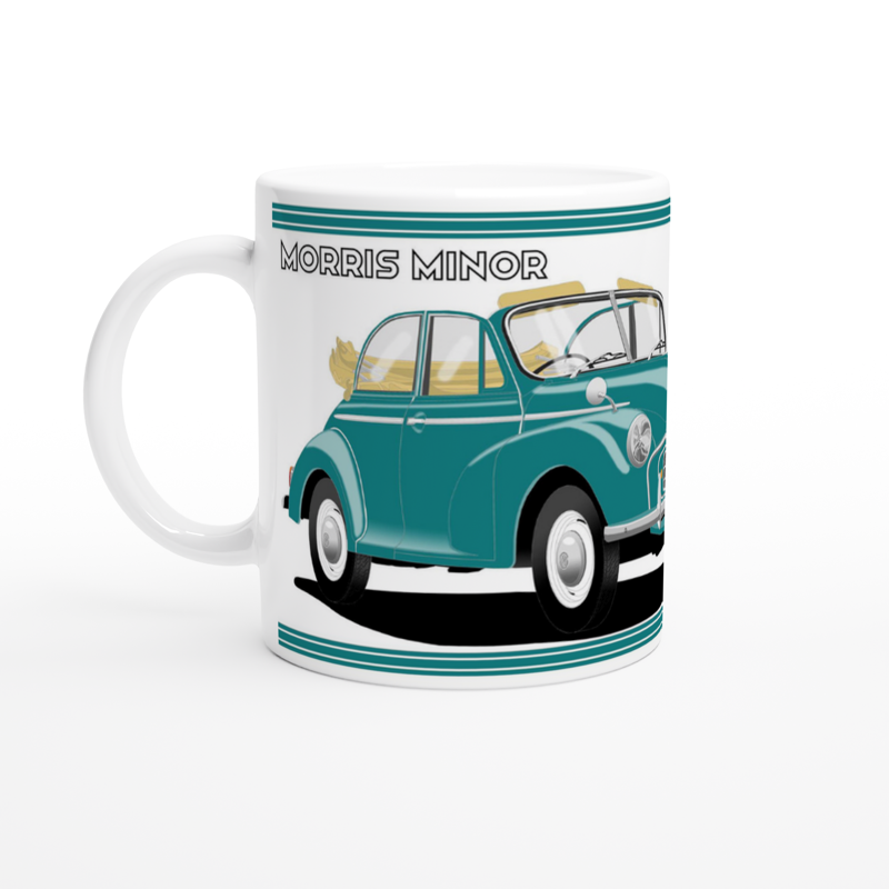 Morris Minor Convertible Split Screen in Turquoise Art Mug