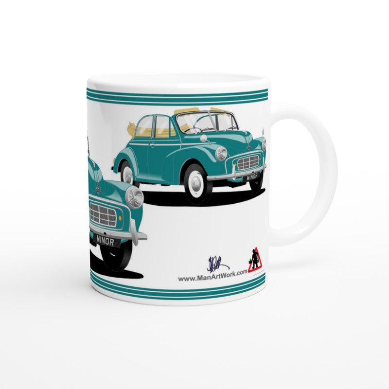 Morris Minor Convertible Split Screen in Turquoise Art Mug