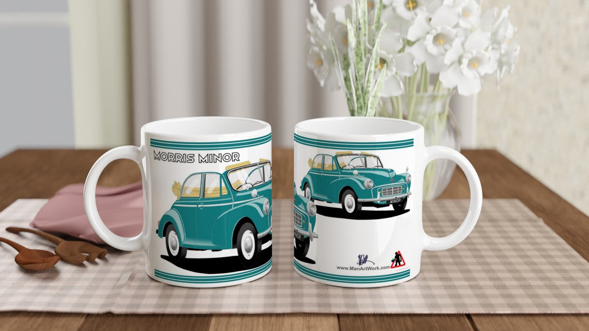 Morris Minor Convertible Split Screen in Turquoise Art Mug