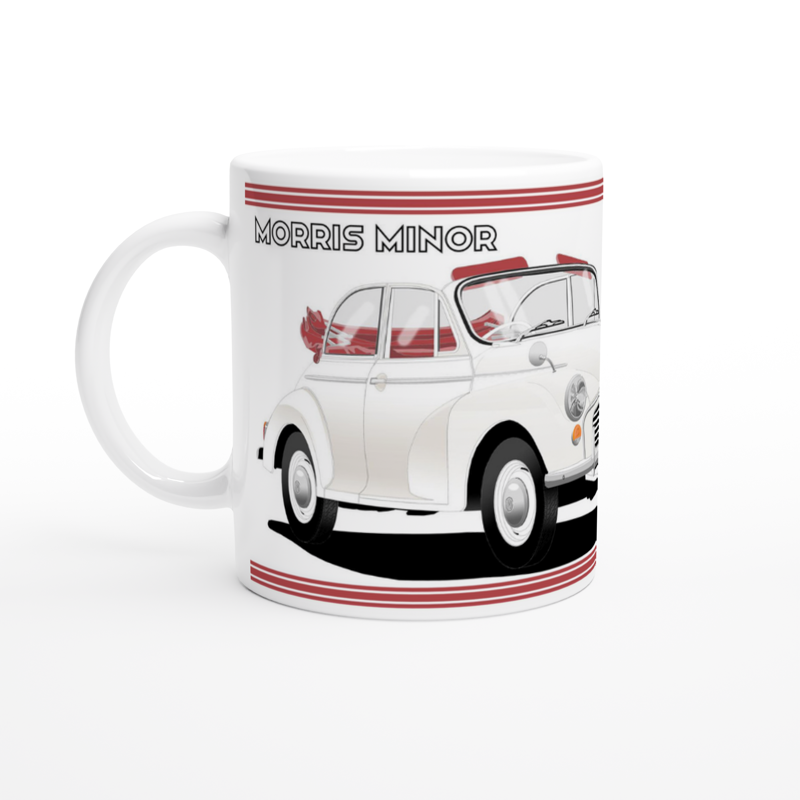 Morris Minor Convertible in White Art Mug