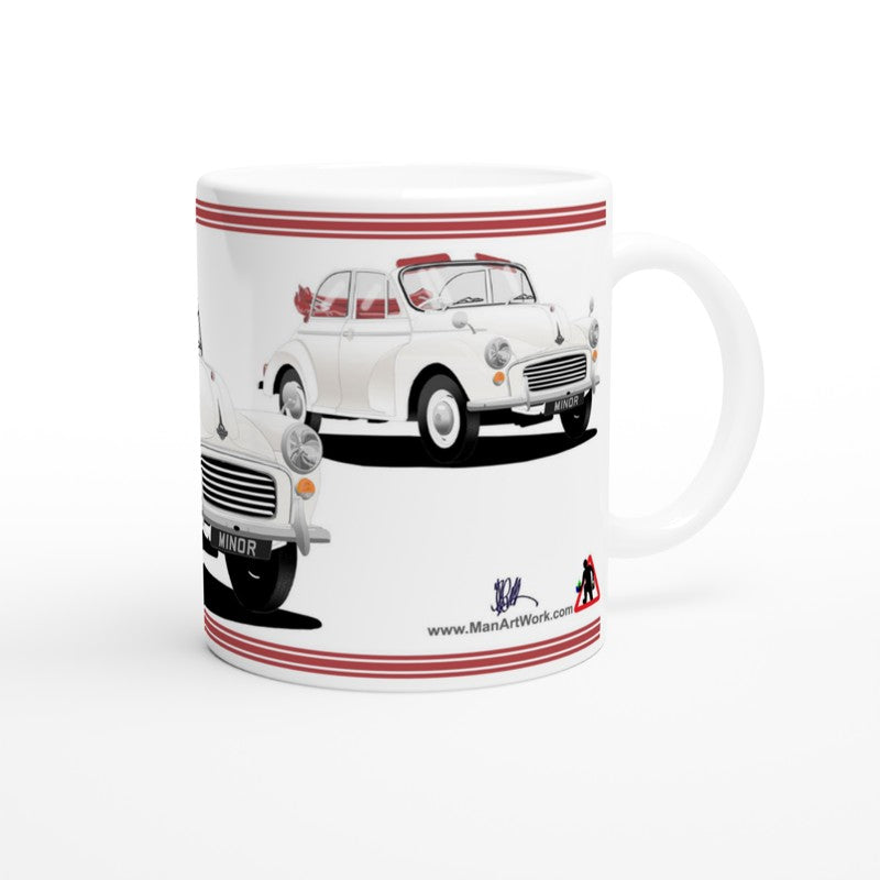 Morris Minor Convertible in White Art Mug