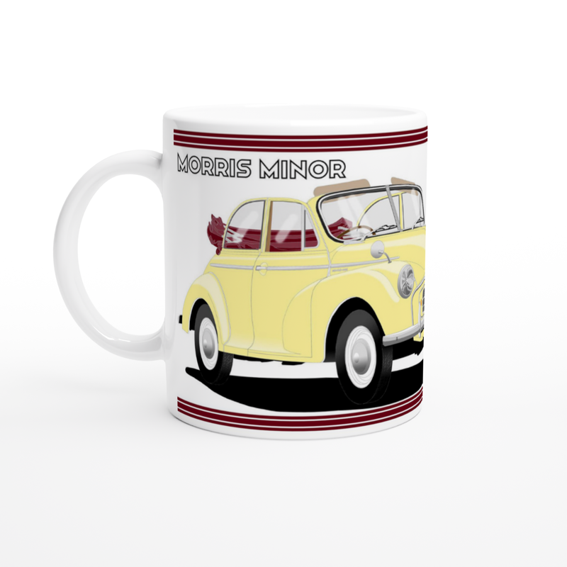 Morris Minor Convertible Split Screen in Yellow/Cream Art Mug