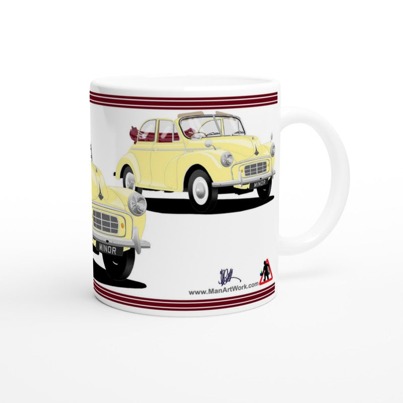 Morris Minor Convertible Split Screen in Yellow/Cream Art Mug