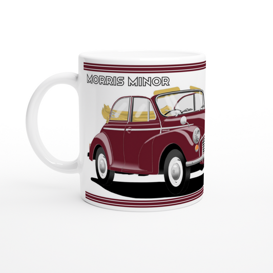 Morris Minor Convertible in Maroon Art Mug