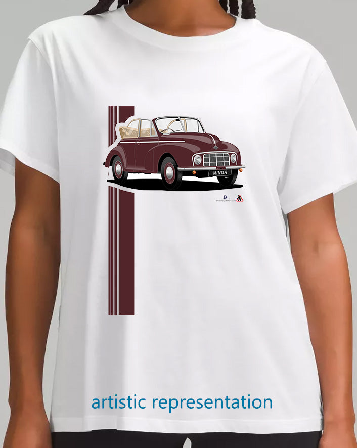 Morris Minor 1000 MM convertible in Maroon T Shirt