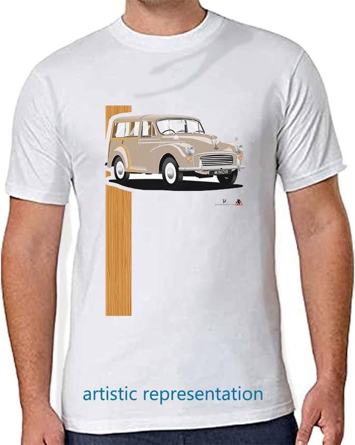 Morris Minor Traveller in Beige T Shirt