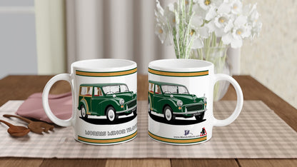 Morris Minor Traveller in Dark Green Art Mug