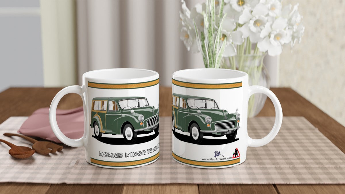 Morris Minor Traveller in Green Art Mug