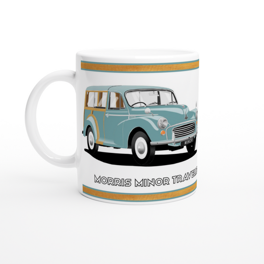 Morris Minor Traveller in Light Blue Art Mug