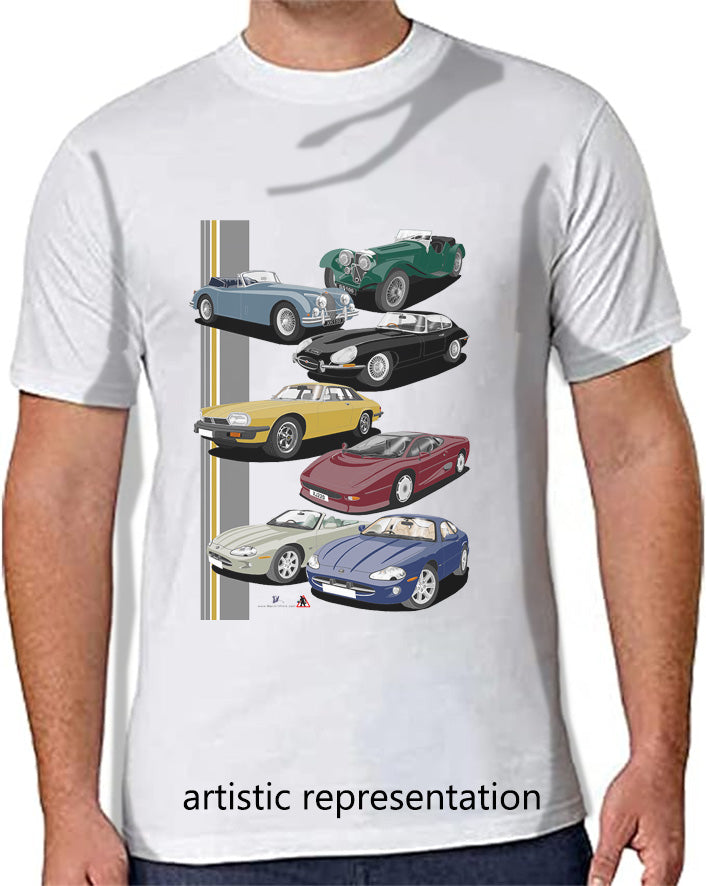 Classic Jaguar Sports Cars Multi T Shirt