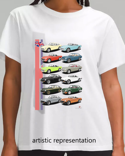 Classic MGB MGC Cars Multi T Shirt