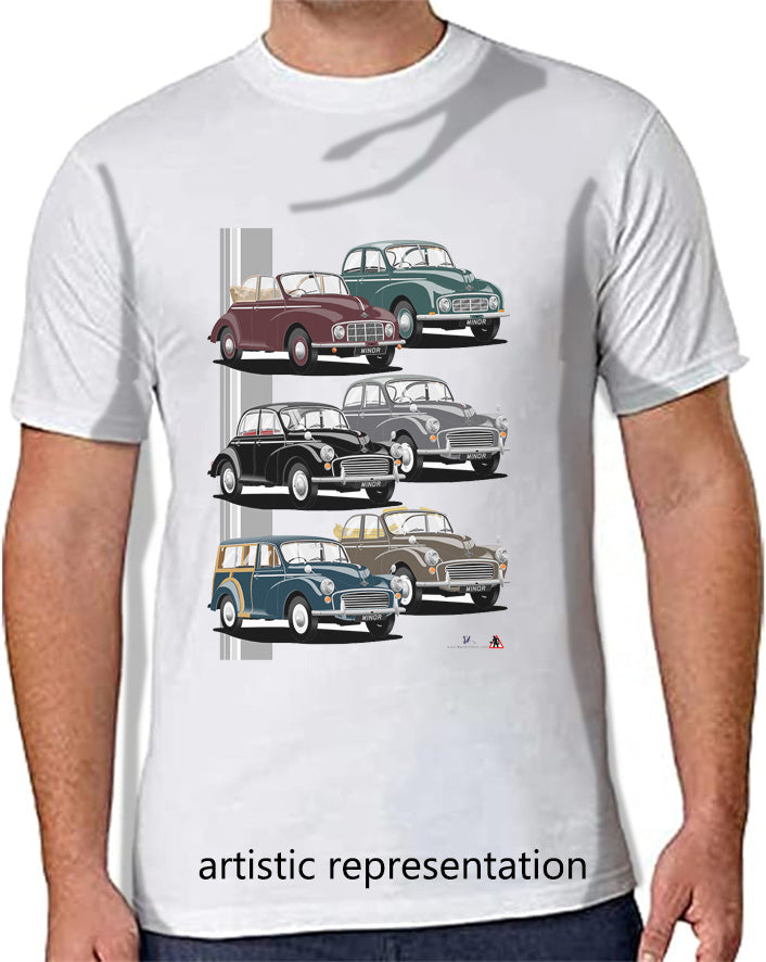 Classic Morris Minor Cars Multi T Shirt