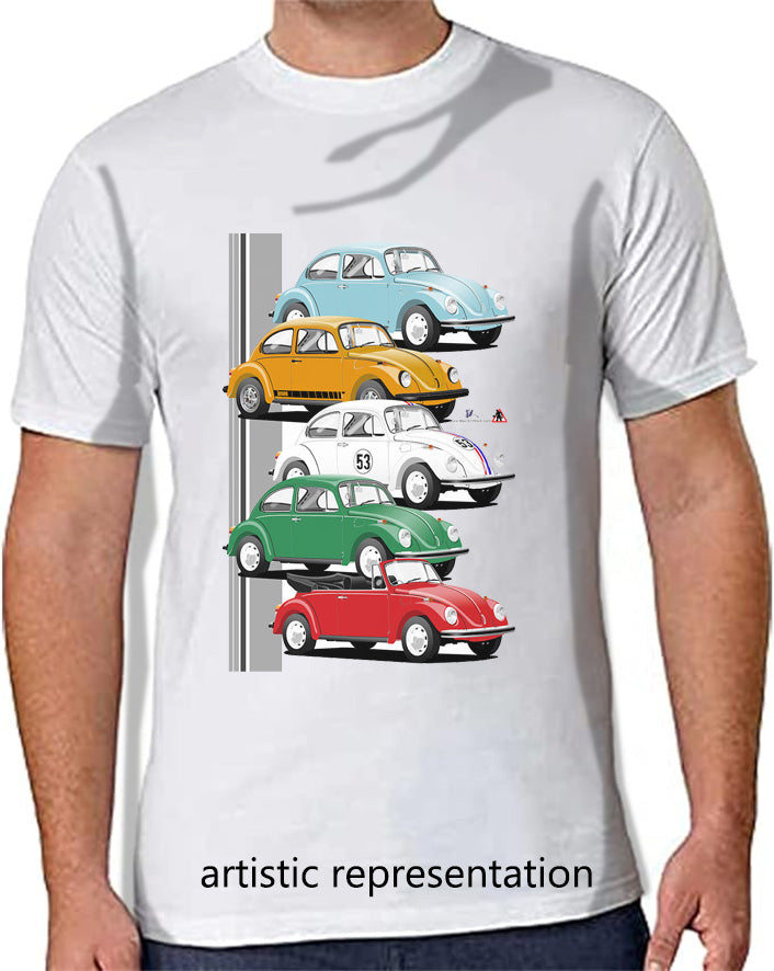 Classic VW Beetle Cars Multi T Shirt