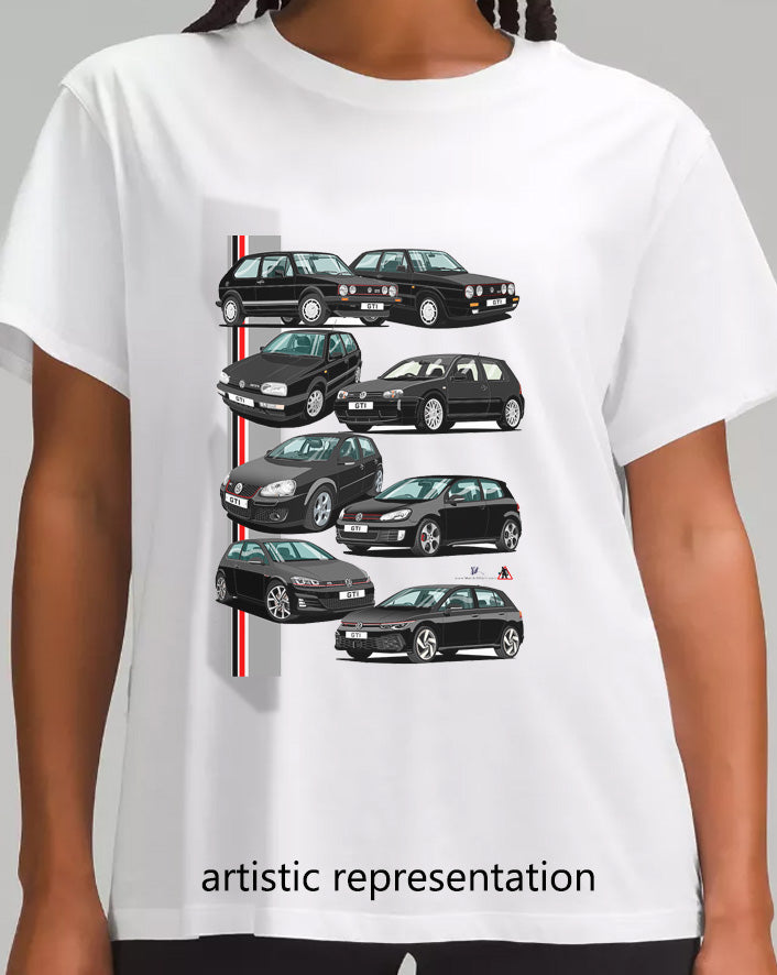 Classic VW Golf GTi Cars in black Multi T Shirt