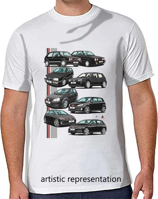 Classic VW Golf GTi Cars in black Multi T Shirt