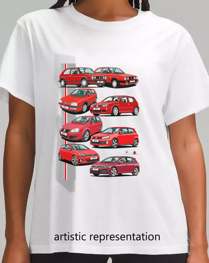 Classic VW Golf GTi Cars in red Multi T Shirt