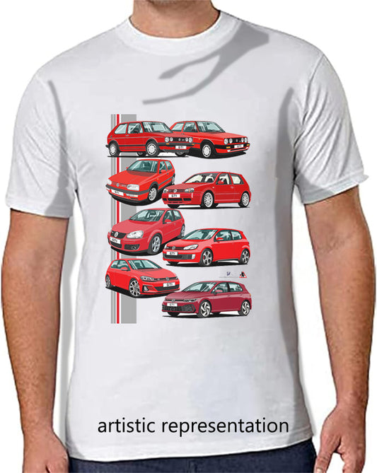 Classic VW Golf GTi Cars in red Multi T Shirt