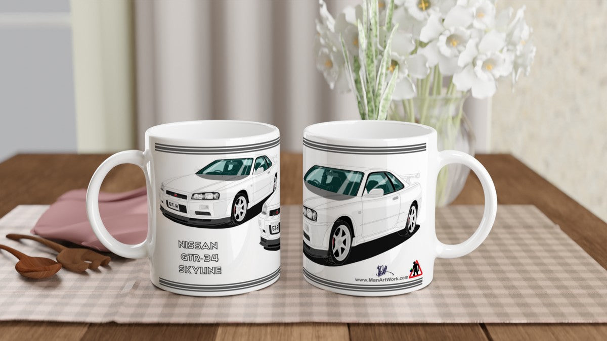 Nissan Skyline GTR Art Mug in White