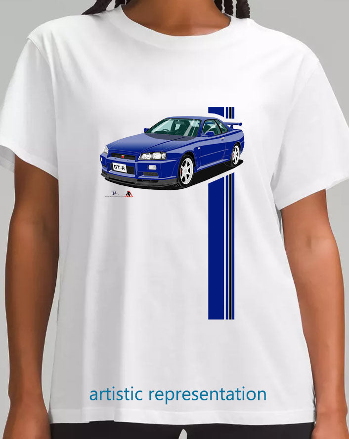 Nissan Skyline GTR 34 in Blue Art T Shirt