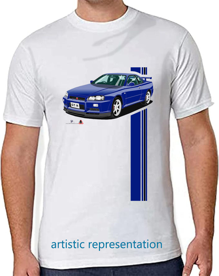 Nissan Skyline GTR 34 in Blue Art T Shirt