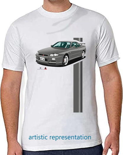 Nissan Skyline GTR 34 in Gray Art T Shirt