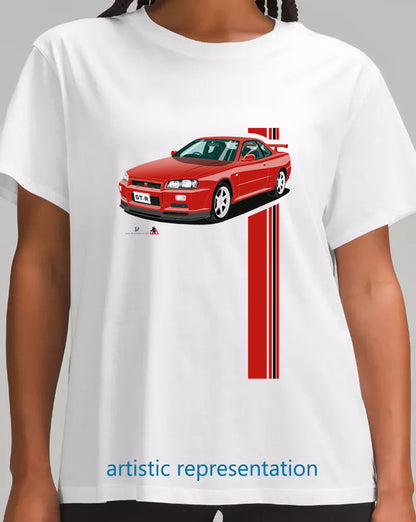 Nissan Skyline GTR 34 in Red Art T Shirt