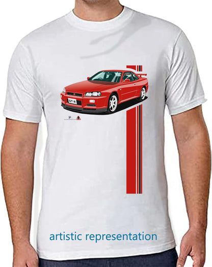 Nissan Skyline GTR 34 in Red Art T Shirt