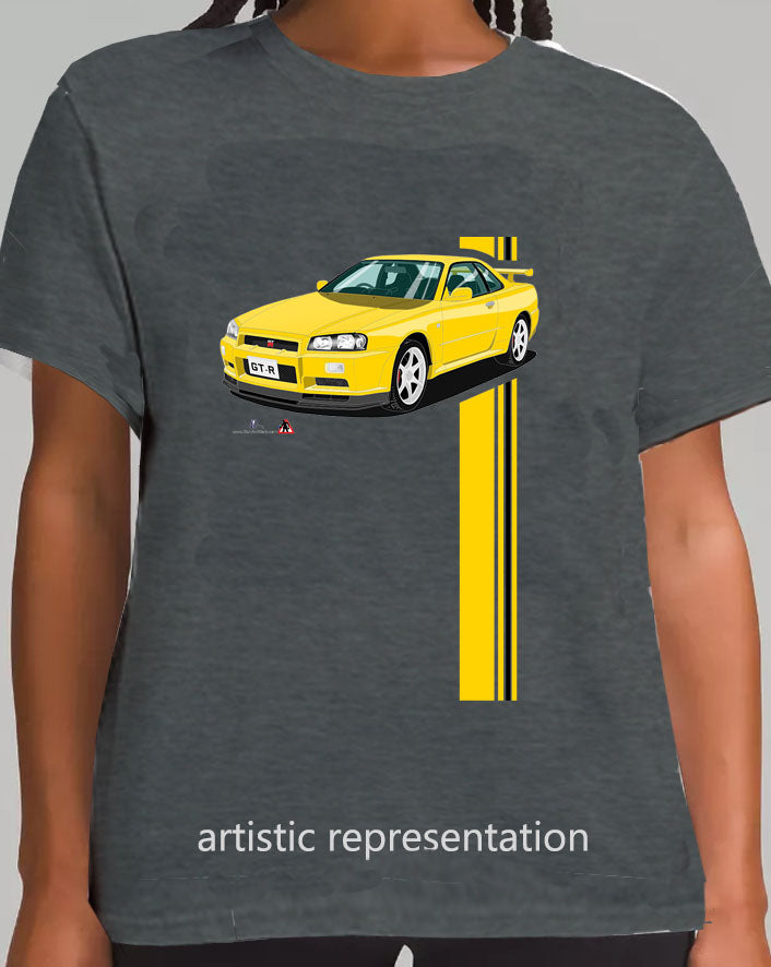 Nissan Skyline GTR 34 in Yellow Art T Shirt