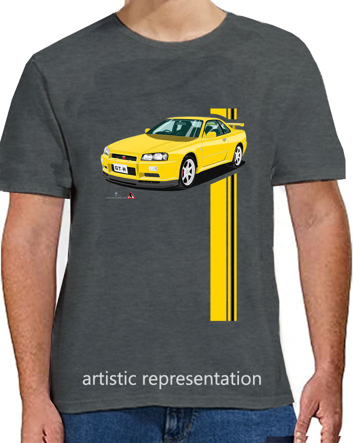 Nissan Skyline GTR 34 in Yellow Art T Shirt