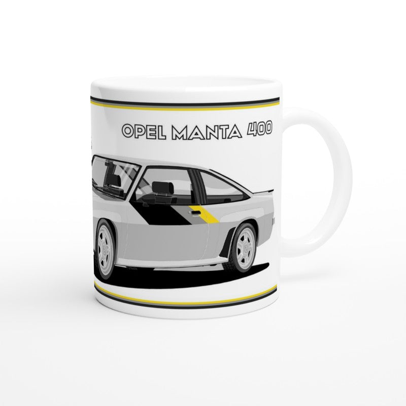 Opel Manta B2 400  in Silver with Quads Art Mug