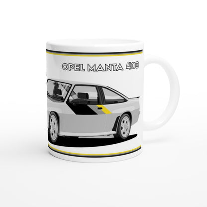 Opel Manta B2 400  in Silver with Quads Art Mug